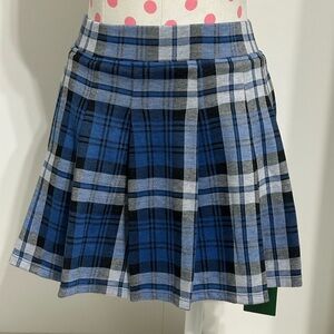 🆕Halara High Waisted 2-in-1 Plaid Pleated Mini Casual Skirt, Small Rock blue 💙💙